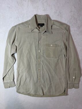 Ermenegildo Zegna Size Small Olive Green Cotton Silk Blend Herringbone Shirt